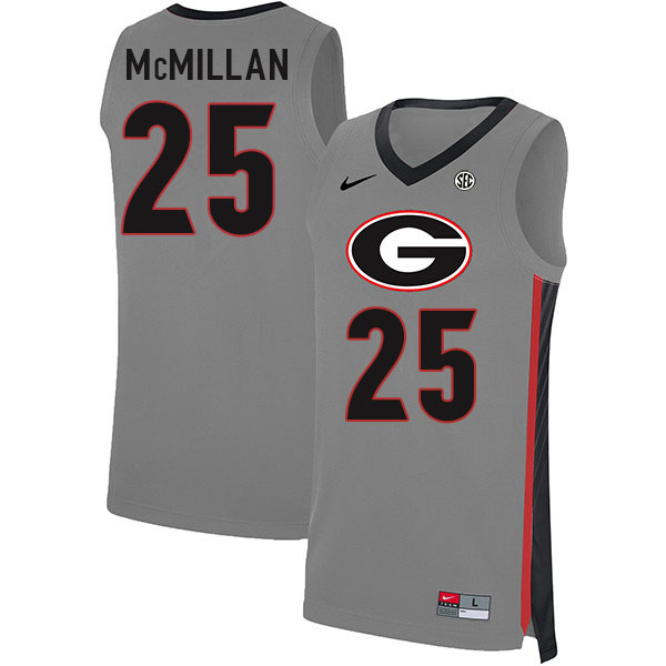 Men #25 Tyron McMillan Georgia Bulldogs College Basketball Jerseys Sale-Gray